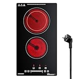 FIREGAS Placa de vitrocerámica 2 fuegos – 3400W, placa de cocción eléctrica 29 cm