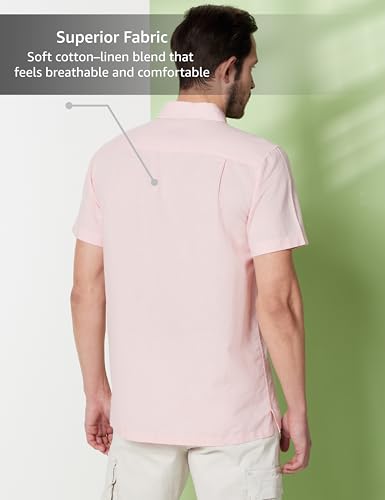 Image of Symbol Premium Men's Cotton Linen Casual Shirt - Regular Fit | Half Sleeve (Available in Plus Sizes)
