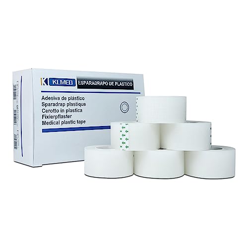 Esparadrapo Quirúrgico de Primeros Auxilios 2,5 cm x 9,1 m | 12 unidades | Esparadrapo de Plástico