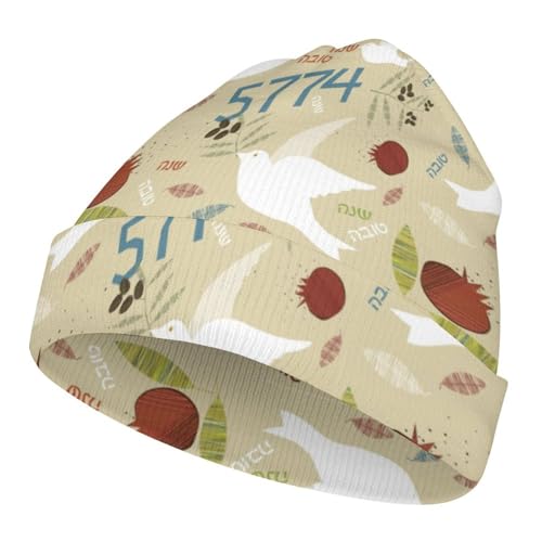 Happy Shavuot Jewish Holiday Kids Beanie Hat for for Girls Boys Children Cap Winter Knitted Chemo Cancer Headwear Accessories Gifts Decoration Black