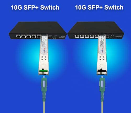 Image of Elfcam - 1 Pair 10G SFP+ BIDI Transceiver Module with SC Fiber Port Simplex Single-Mode, Support 10Gb /2.5Gb /1.25Gb, Compatible with Cisco and Open Switch, DDM 20km