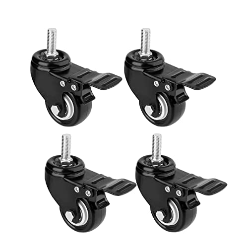 GEOCANG 4 Klein 2"/50mm Lenkrollen mit Bremse Schwenkrollen M10X25mm Heavy Duty Casters für Möbel, Palettenmöbel Cover