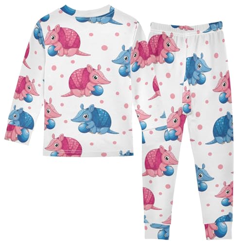 Pajama Sets Long Sleeve Cute Armadillos Playing with Balls Soft Comfy Sleepwear 2 Piece PJS 3-8T3