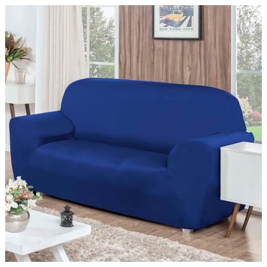 Capa de Sofá 3 Lugares com Elástico Agarradinha em Tecido Malha Gel Cores Alegres (Azul Royal)