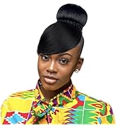 VAVANGA Hair Bun and Swoop Side Bang Set 2PCS, Small Size Black Synthetic Braided Bun N Bang Clip...
