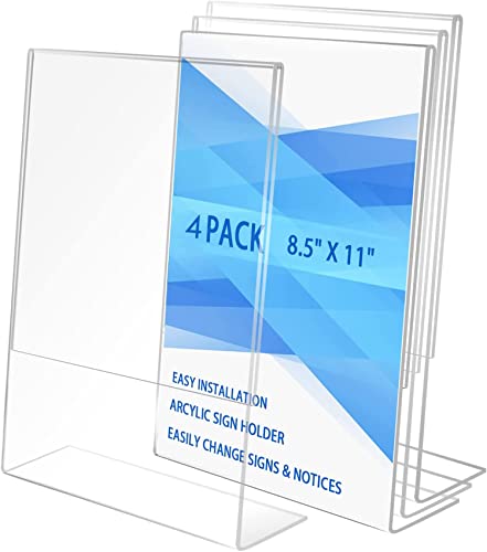 Image of Parikshit Sublimation A4 Size Portrait Acrylic Sign Holder Table top Display Stand for Exhibition menu Photo Flyer brochure (11.5 X 8.5 Inch - 4pc, Portrait)