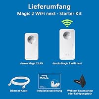devolo Magic 2 WiFi next Starter Kit, WLAN Powerline Adapter, bis zu 2.400 Mbit/s, Mesh WLAN Steckdose, 2x Gigabit LAN Anschluss, dLAN 2.0, weiß – Ansicht 7