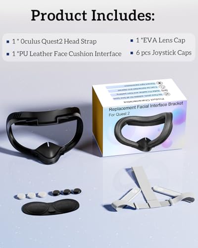 Image of Face Cushion Interface Pad &Head Strap for Meta /0culus Quest 2 Vr Headset | Soft, Skin-Friendly PU Leather Padding. Breathable, Light-Blocking Nose Pads. Easy to Clean & Comfortable to Wear
