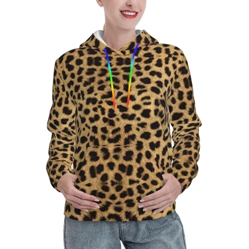 Sweat à capuche léopard avec poche kangourou et cordon ajustable