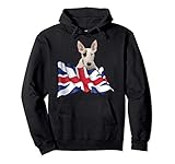 union jack flag dog bull terrier felpa con cappuccio