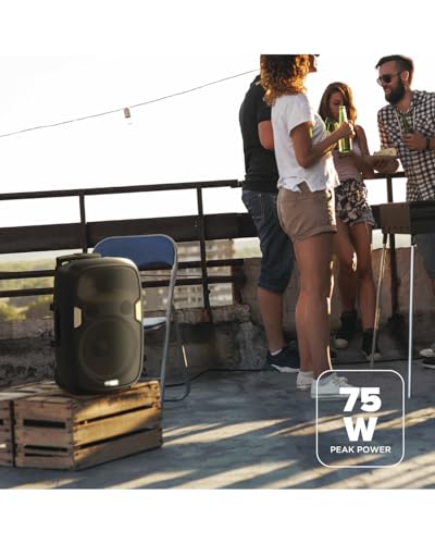 Image of Altec Lansing SoundRover 75 Wireless Speaker 75W Bluetooth Speaker with a Long Lasting 10 Hour Battery, 50 Foot Range, Multi LED Party Modes, True Wireless Pairing, Bonus Microphone