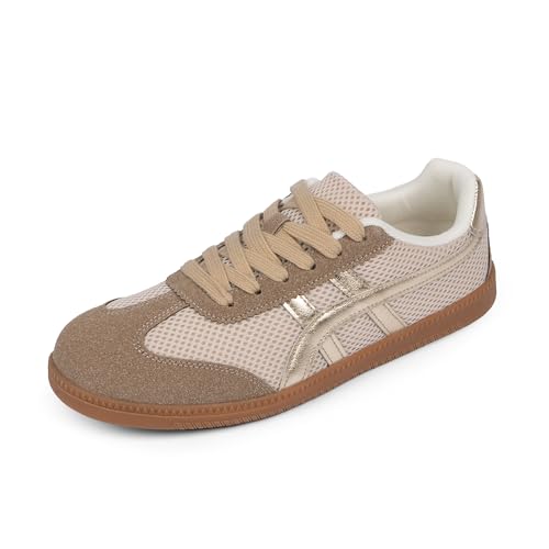 Image of Tigeridea Casual Sneakers for Women Lightweight Lace Up Tennis Shoes | Non-slip Lace Up Fashion Sneaker, Round Toe Retro Walking Shoes, 2026 Trendy Comfortable Trainers