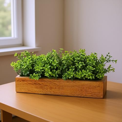 fancymart Artificial Gardenia Plant Bunch in Wood Planter, Home a...