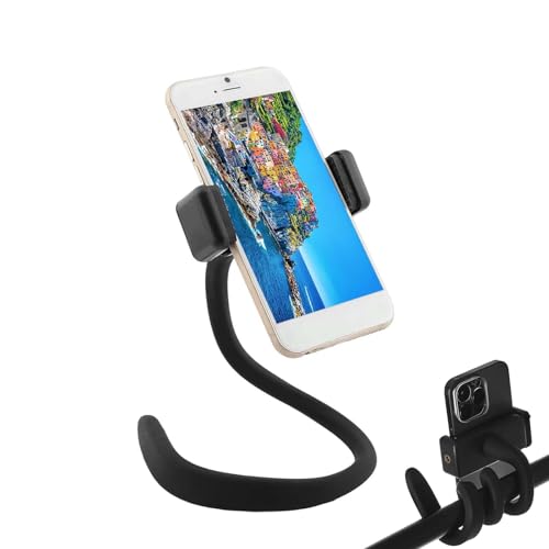 MUYAPAY Soporte Movil, Ajustable y Flexible Soporte Movil Mesa, Silicona Universal Soporte Movil Ccama, Sujeta Movil, para Cama, Escritorio, Cocina, Todos los Modelos de Celular (Negro)