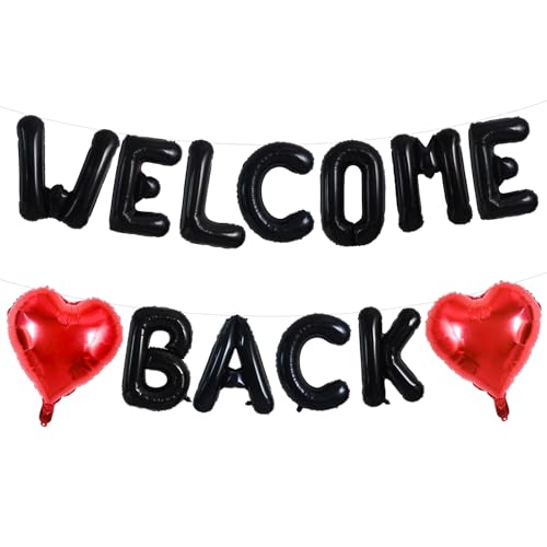 Image of TONIFUL 16 Inch Black WELCOME BACK Foil Letter Balloons Banner Decoration