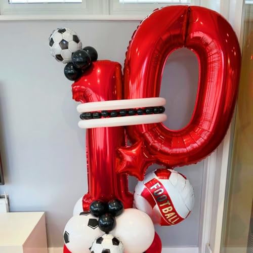 Image of Red 10 Number Balloons,40 Inch 10 Balloons Foil Mylar Helium Big Red 10 Balloon Number for Birthday Party Anniversary Decorations
