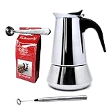 Nerthus FIH 1124 Cafetera de inducción 10 tazas + Pinza y cuchara + Batidora de leche set cafetera Cafetera + Cuchara + Batidor