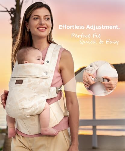 Image of Momcozy Baby Carrier - Ergonomic, Cozy and Lightweight Carrier for 7-45lbs, Effortless to Put On, Ideal for Hands-Free Parenting, Enhanced Lumbar Support, Purehug for Infant to Toddler, Geometry