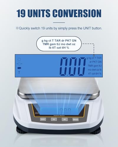 GOYOJO Digital Analytical Balance and Lab Scale, 5000g Capacity, 0.01g Precision, Stainless Steel, Multi-Unit (g/oz/ct/lb) for Jewelry, Kitchen, and Lab – Reliable, Accurate, Easy to Use, Black Panel