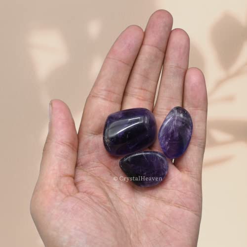 Image of Certified Amethyst Crystal Healing Tumbled Stone, Natural Polished Crystals for DIY Crafts, Manifestation, Meditation, Pooja Feng Shui and Reiki Healing (30 Grams)