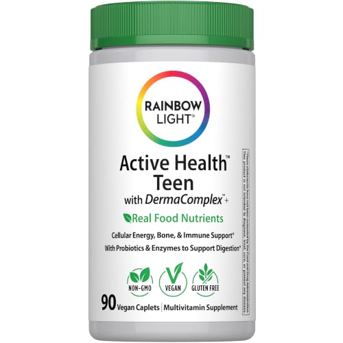 Rainbow Light Teen Multivitamin for Boys & Girls | 90 Caplets | with DermaComplex, Iron, Probiotics & Enzymes