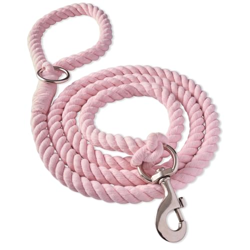 Pet Passion Tucker II The Heavy Duty 6 ft Twisted Rope Cotton Durable Leashes Dogs Pink One Size