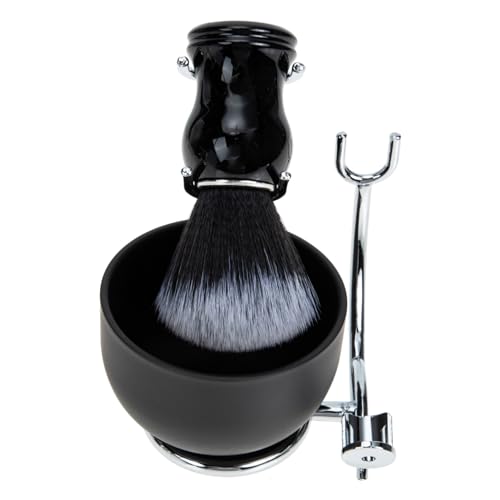 FIXOSHEE Afeitado para Hombre con Soporte de Brocha de Hierro Taza para Espuma y Brocha de Barbero Kit Multifuncional para Cuidado Facial y Distribución Uniforme de Espuma