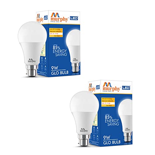 Image of Murphy 9W B22D BEE 3 Star Rated LED Cool Day White Bulb, Pack of 2 (GLO)