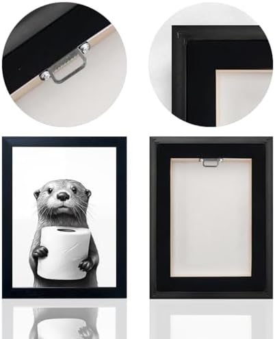 Bathroom Picture Wall Decor Black and White Framed Wall Art for Bathroom Toilet Paper in the Hand of a Little Funny Raccoon Canvas Print Painting — view 2