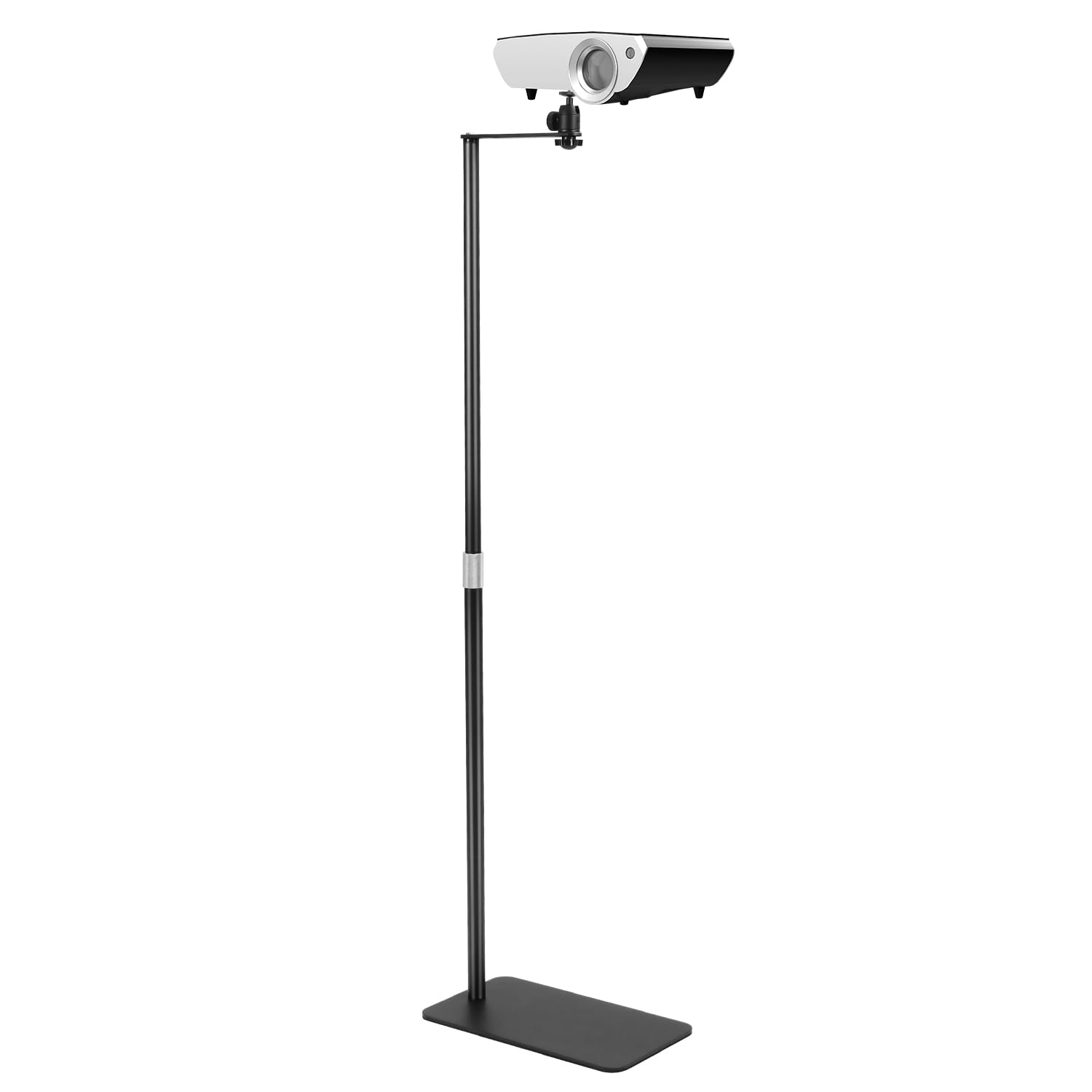 QWORK® Supporto per proiettore salvaspazio a forma di L con filettatura universale da 1/4 - Girevole a 360° - Altezza regolabile 65-120 cm - Base antiscivolo - Design con gestione dei cavi