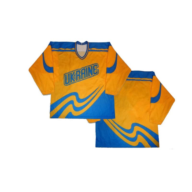 Custom Throwback Team Ukraine Hockey Jersey Any Name Number Top Sewn Yellow