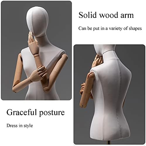 Torso Mannequin Stand, Female Mannequin Torso Dress Form, 150-230CM Height Adjustable Half Body Manikin, Clothing Store Display Shelf with Metal