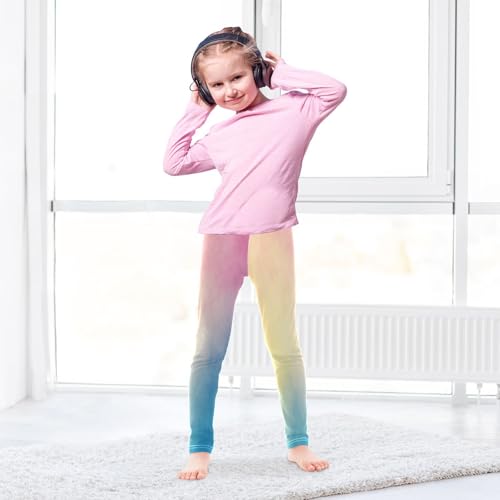 Boccsty Pastel Rainbow Gradient Girls Leggings Kids Yoga Pants Dance Active Tights 4T4