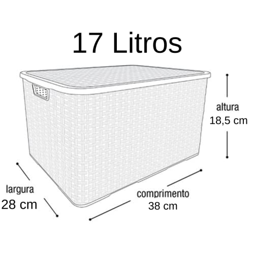 Caixa organizadora em polipropileno 17 Litros Rattan Preta