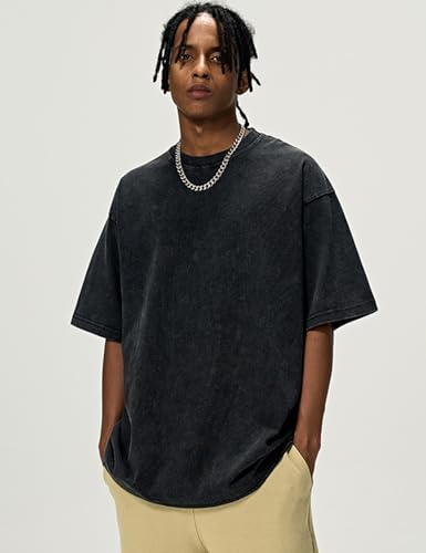 Image of Arssm Men Oversized T Shirts Vintage Tee Loose Fit Short Sleeve Casual Streetwear Baggy Washed Unisex Tops