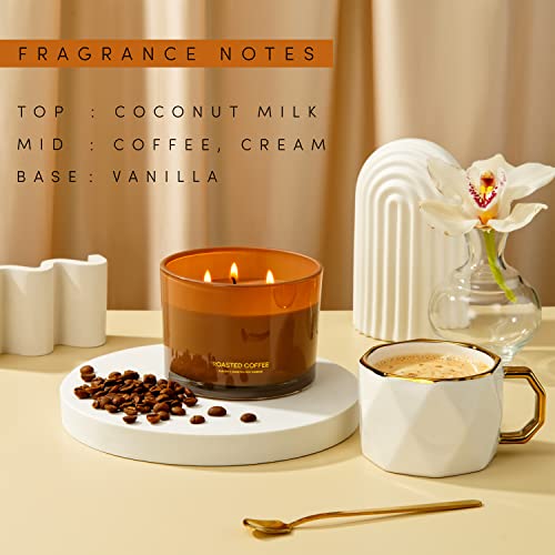 96North Luxury Coffee Soy Candle | Large 3 Wick Jar Candle | Up To 50 Hours Burning Time | 100% Natural Soy Wax | Relaxing Aromatherapy Aesthetic Candle | Housewarming Gift For Men And Women #TOP3
