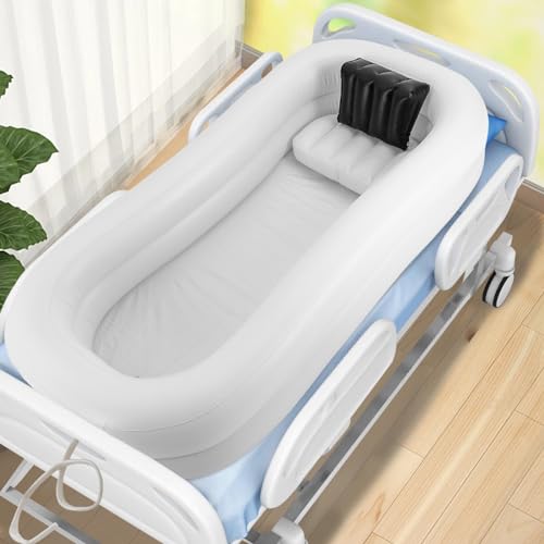Ensemble de douche gonflable médical pour baignoire, table de chevet Système de douche de baignoire avec pompe pour personnes âgées/handicapées/patients...