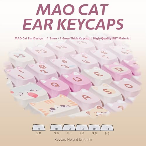 Image of ZORNHER ZH100 Wireless Cat Mechanical Keyboard,98% Pink Cute Creamy Keyboard with Number Pad,Full Size Girly Kitty Gaming Keyboard,Meow Meow Squad Keycaps,Creamy Souding Linear Switches