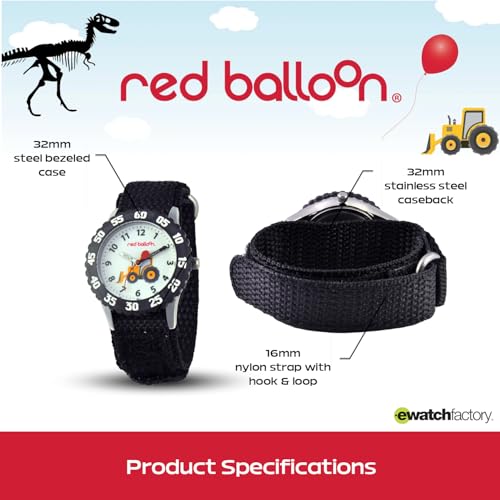 Red Balloon Kids' Bezel Stainless Steel Time Teacher Analog Nylon Strap Watch3