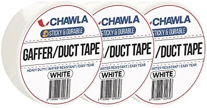 | Duct Tape 48mm x 50m WHITE Gaffer Tape | Cloth Waterproof Heavy Duty Grey Tape High Strength Duct Tape | SILVER | BLACK | WHITE | RED (1, Silver)