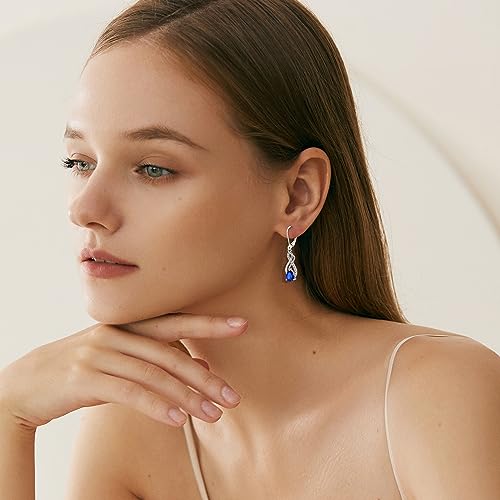 Infinity Love Birthstone Earrings for Women 925 Strling Silver 5A Cubic Zirconia Dangle Drop Leveback Earrings Jewelry Birthday Christmas Day Gifts for Her2