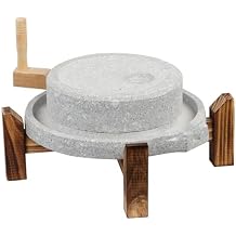 Stone Grain Mill - Hand Crank Grinder, 15.7"40cm Grain Mil with Beech Wood Stand, Manual Grinder for Rice, Coffee Beans, Wheat, Beans