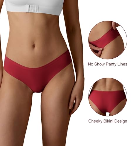 Image of SHARICCA Women Seamless Cheeky Bikini No Show Panties Ladies Invisible Breathable Briefs Soft Stretch Underwear Multi Pack