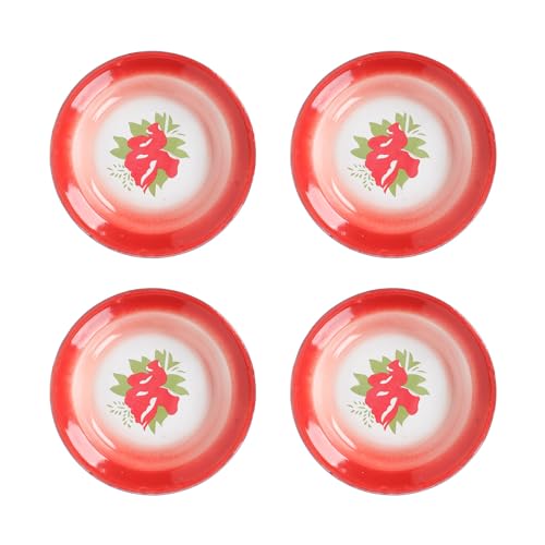 ELAYARD Juego de 4 Platos Esmaltados de 14 CM Estilo Retro para Camping y Servir Fruta Pasteles y Aperitivos Resistentes y Prácticos Ideales para Restaurantes y Picnics