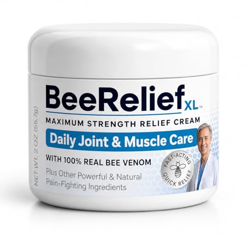 BeeReliefXL Premium Joint and Muscle Cream with Real USA Bee Venom Fast-Acting Daily Relief for Knees Back and Shoulders