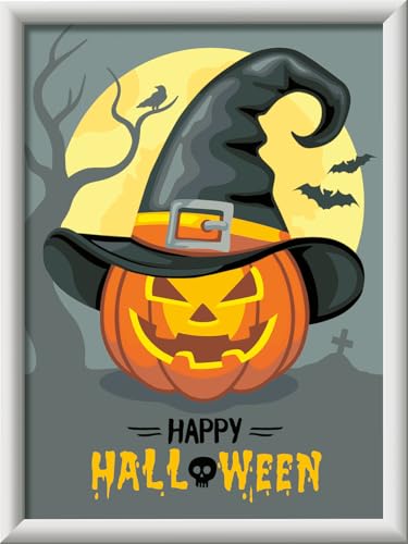 Ravensburger CreArt 23601 - Happy Halloween - Malen nach Zahlen Halloween für Kinder ab 9 Jahre, Malset mit Rahmen, Pinsel und Acrylfarben, Geschenk für Mädchen und Jungen