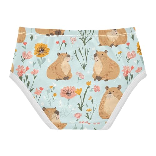 Wusikd Cute Capybaras Girls' Underwear Cotton Flower Girls Briefs Soft Toddler Underwear 2T2