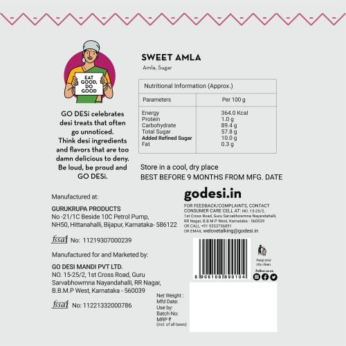 Image of GO DESi Sweet Amla Candy | Pack of 10 x 30g | Dried Gooseberry | Snacks | 300 g (Pack of 10)