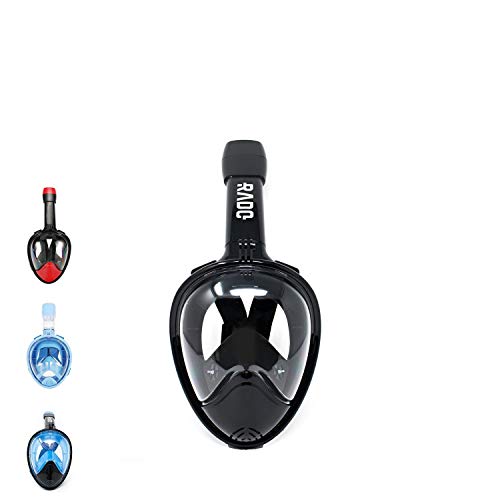KyRush It Full Face Snorkel Mask | 180° Panoramic Views with Full Face Design | GoPro Compatible | Anti Fog and Anti Leak Protection | Tubeless Design (Black, Large-X-Large)