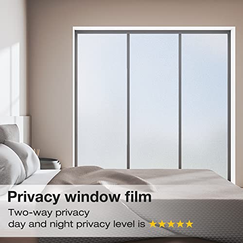 Window Film Frosted Glass Window Privacy Film No Glue Bathroom Window Privacy Film Static Cling Non-Adhesive Sun Blocking Heat Resistant Nighttime Privacy Covering Light Filtering #TOP3
